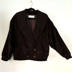 Peruvian Connection black lined bomber jacket shawl collar alpaca/wool size 8